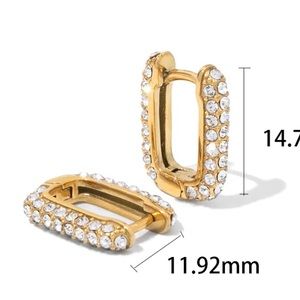 Mini rectangular crystal hoop earrings